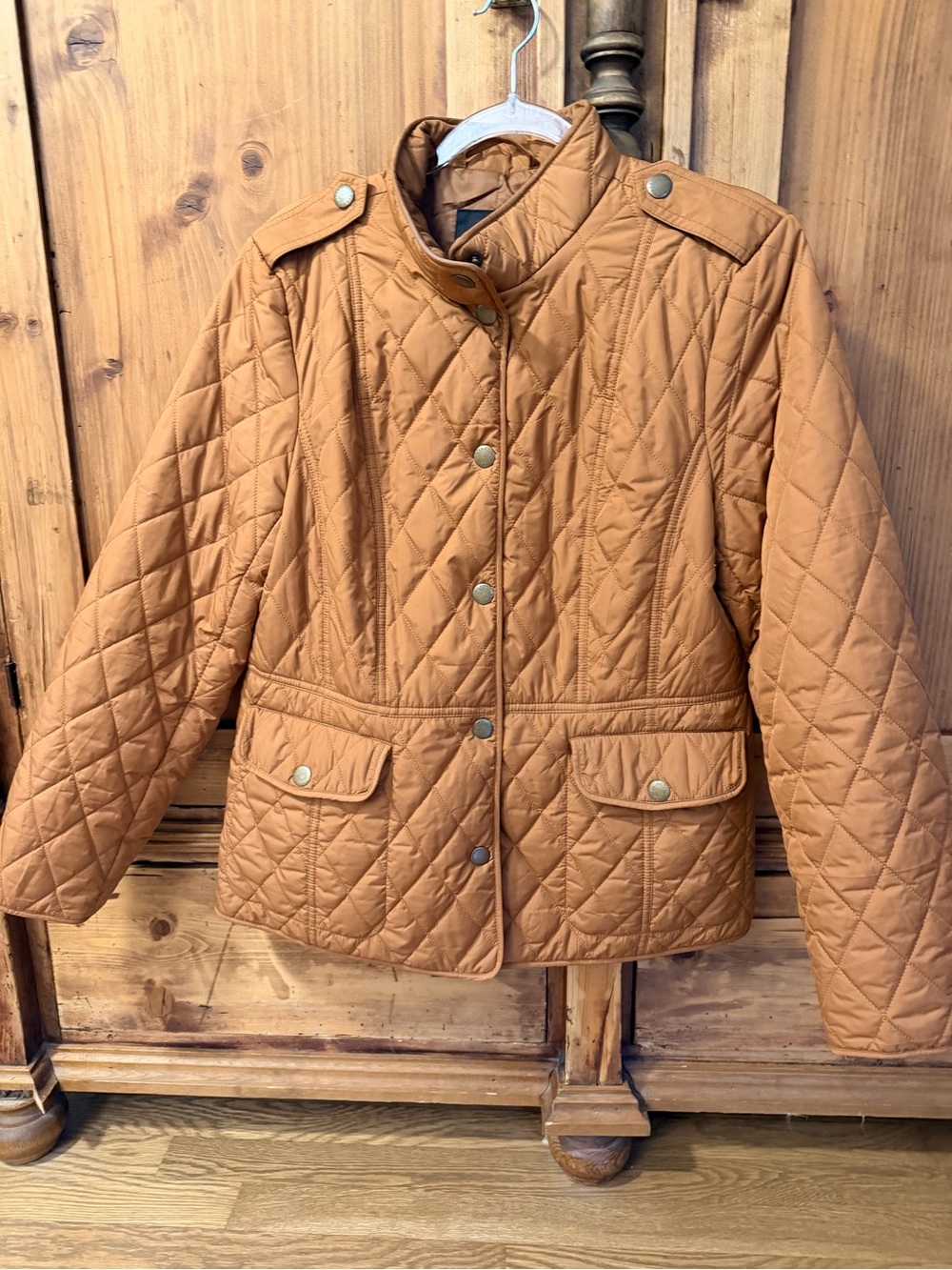 Talbots Quilted Puffer Jacket in Cognac Brown